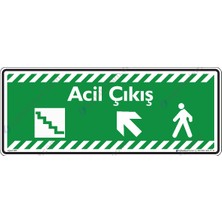 İsg Tabelam 45x18cm/fosforlu kompozit/Acil - Çıkış Sol Yukarıya Ok