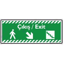 İsg Tabelam 30x12cm/fosforlu kompozit/Çıkış - Exit Sağ Aşağıya Ok
