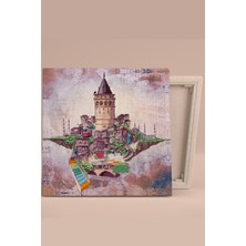 Morfil Sanat Atölyesi Istanbul Galata Şehir Sanatsal Çizim Kanvas Tablo (8 Farklı Ölçü)