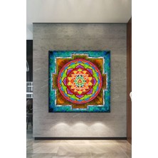 Morfil Sanat Atölyesi Yaşam Çiçeği Kutsal Geometri Sri Yantra Kanvas Tablo (100 x 10  cm )