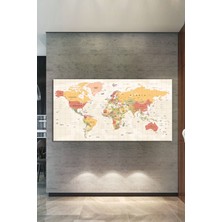 Morfil Sanat Atölyesi Dünya Haritası World Map Dekoratif Kanvas Tablo