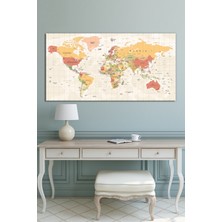 Morfil Sanat Atölyesi Dünya Haritası World Map Dekoratif Kanvas Tablo