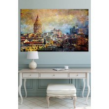 Morfil Sanat Atölyesi Galata Kulesi Istabnbul Eskitme Vintage Kanvas Tablo