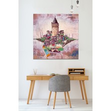 Morfil Sanat Atölyesi Istanbul Galata Şehir Sanatsal Çizim Kanvas Tablo (8 Farklı Ölçü)