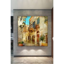 Morfil Sanat Atölyesi Taş Evler Kasaba Dekoratif Kanvas Tablo
