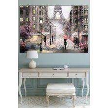 Morfil Sanat Atölyesi Eyfel Kulesi Paris Yağmurda Yürüyüş Kanvas Tablo