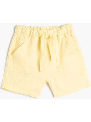 Koton Keten Şort Beli Bağlamlı Cepli