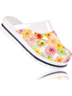 Footflex Çiçekli Ortopedik Sabo Hastane Doktor Hemşire Terliği MBS302