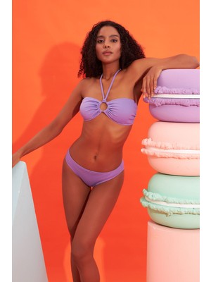 Loya Lila Fitilli Straplez Tek Üst Bikini