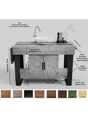 Ntconcept Miha Masif Ahşap Lavabo Dolabı HILTON(110CM)