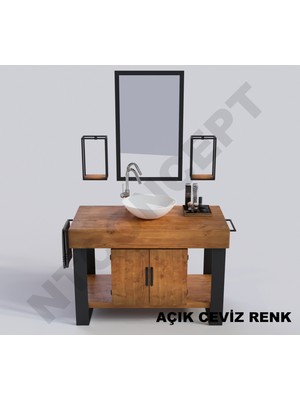 Ntconcept Arwen Ayna Çerçeveli Masif Ahşap Lavabo Dolabı HILTON(90CM)