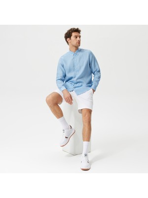 Nautica Erkek Mavi Classic Fit Uzun Kollu Keten Gömlek W35101T.4NN