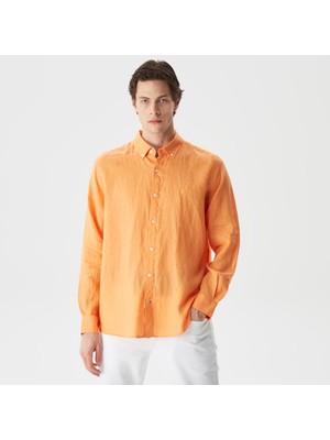Nautica Erkek Turuncu Classic Fit Uzun Kollu Keten Gömlek W35101T.62L