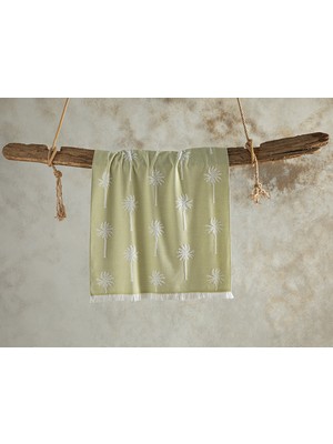 English Home Palm Pamuklu Tek Yüz Plaj Havlusu Açık Yeşil