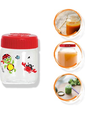 Jusso Sevimli 200 ml 2’li Kavanoz Kırmızı-Yeşil