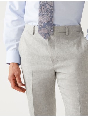 Marks & Spencer Tailored Fit Italian Linen Miracle™ Pantolon