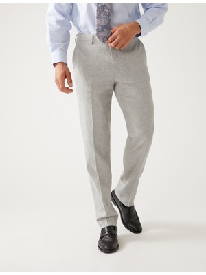 Marks & Spencer Tailored Fit Italian Linen Miracle™ Pantolon