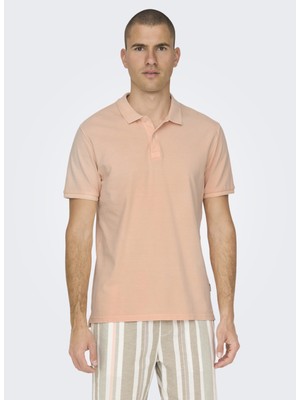 Only & Sons Düz Pembe Erkek Polo T-Shirt 22021769_ONSTRAVIS Slım Washed Ss P