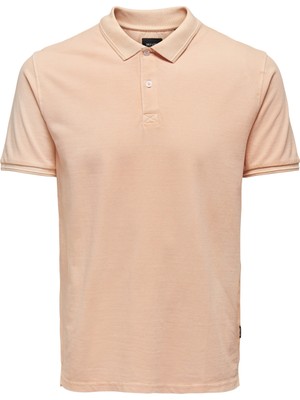 Only & Sons Düz Pembe Erkek Polo T-Shirt 22021769_ONSTRAVIS Slım Washed Ss P