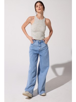 Lee Drew Fit Çok Yüksek Bel Geniş Paça %100 Pamuk Jean Kot Pantolon