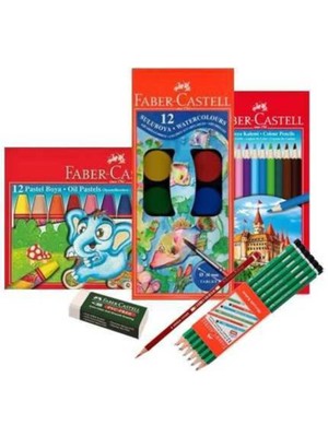 Faber-Castell 17 Parça Okul Seti Renkli Sarf Malzemeleri Türkiye Menşeli