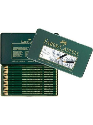 Faber-Castell 119065 9000 Art 8b-2h Dereceli Kalem Set 12 Parça Yeşil Renkli Sanat Malzemesi