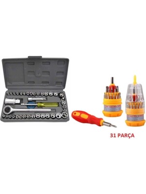 Aiwa 40 Parça Cırcırlı Lokma Takımı ve 31 Parça Saatçi Tornavida Seti