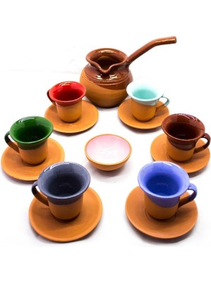Avanos Toprak Fincan Takımı ve Cezve Sırlı Fincan