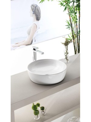 Turkuaz Cerastyle One Lavabo 46 cm Yuvarlak Çanak Tezgah Üstü