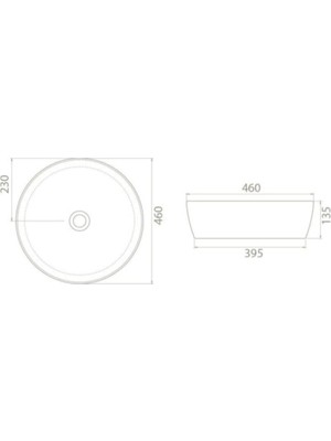 Turkuaz Cerastyle One Lavabo 46 cm Yuvarlak Çanak Tezgah Üstü