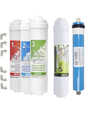 Quick Su Arıtma Filtre Seti 5'li Hindistan Cevizi Bazlı Tatlandırıcı Tüm Kapalı Kasa Sistemlere Uyumlu