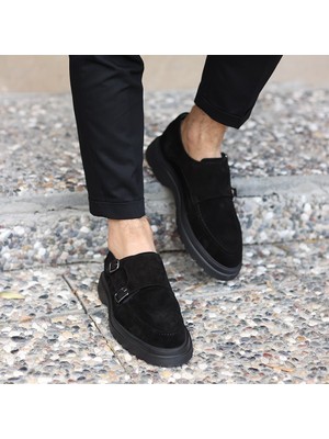 Sail Lakers - Siyah Süet Deri Bağcıksız Erkek Günlük Ayakkabı