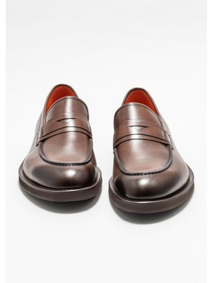 Elle Shoes Kahve Deri Erkek Loafer