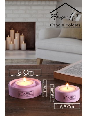 Maison Art Holder | 4'lü Set Mumluk | Tea Light Mumluk Seti | Pembe-Mavi