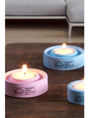 Maison Art Holder | 4'lü Set Mumluk | Tea Light Mumluk Seti | Pembe-Mavi