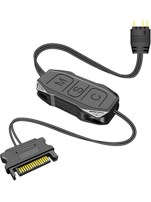 Coolmoon Ar-1 5V 3pin Argb LED Kontrol Cihazı - Sata 15 Pin Güç - Rgb Fan Şerit LED Denetleyici