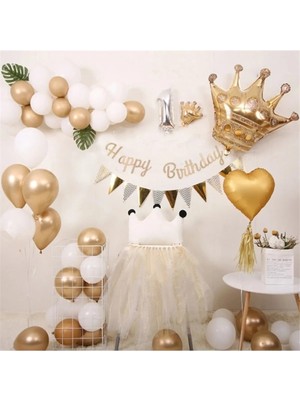 Çıtı Pıtı Store Kral Taçlı 1 Yaş Doğum Günü Balon Seti