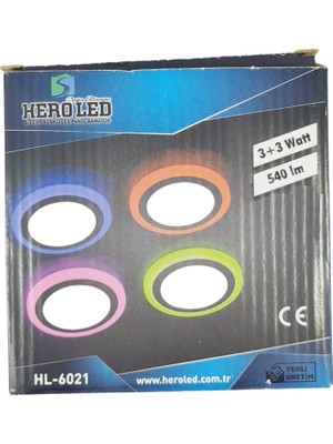 Hero Led 3 + 3 Watt LED Spot Beyaz Kasa Çift Renk (Beyaz Işık ve Kırmızı) HL-6021BK ( 2 Adet )