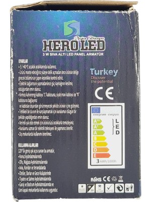 Hero Led 3 Watt LED Spot Trafolu Beyaz - Gümüş Kasa Çift Renk (Beyaz Işık ve Gün Işığı) HL-3003 ( 2 Adet )