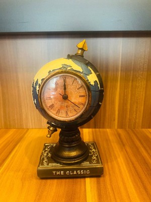 MYK Hediye ve Sanat Atölyesi Dekoratif Antik Dünya Küre Masa Saati Nostalji