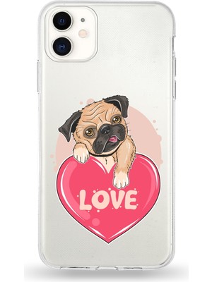 Printify Apple iPhone 11 Uyumlu Kapak Loverdog Tasarımlı Şeffaf Silikon Kılıf