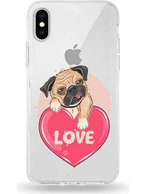 Printify Apple iPhone Xs Uyumlu Kapak Loverdog Tasarımlı Şeffaf Silikon Kılıf
