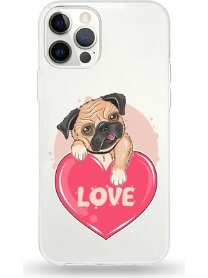 Printify Apple iPhone 12 Pro Max Uyumlu Kapak Loverdog Tasarımlı Şeffaf Silikon Kılıf