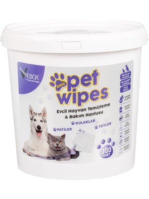 Vebox Easy Pet Wipes 300 Adet Koku İçermeyen Evcil Hayvan Temizleme Mendili Hassas Kullanım için