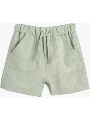 Koton Keten Şort Beli Bağlamlı Cepli