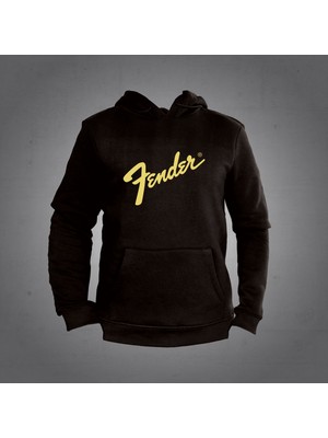 Fender Siyah Kapüşonlu Sweatshirt Hoddie