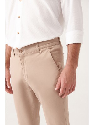 Erkek Bej Düz Chino Pantolon A31Y3002