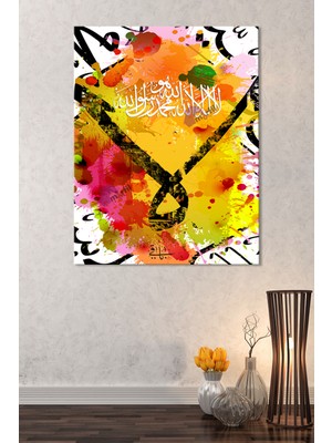 Morfil Sanat Atölyesi Kelimei Tevhid Islami Dini Hat Kanvas Tablo