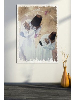 Morfil Sanat Atölyesi Mevlevi Dervişler Ve Hiç Yazılı Dini Islami Kanvas Tablo