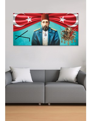 Morfil Sanat Atölyesi Sultan Abdülhamid Han Osmanlı Arması Çepni Simgesi Kanvas Tablo ( 7 Farklı Ölçü )